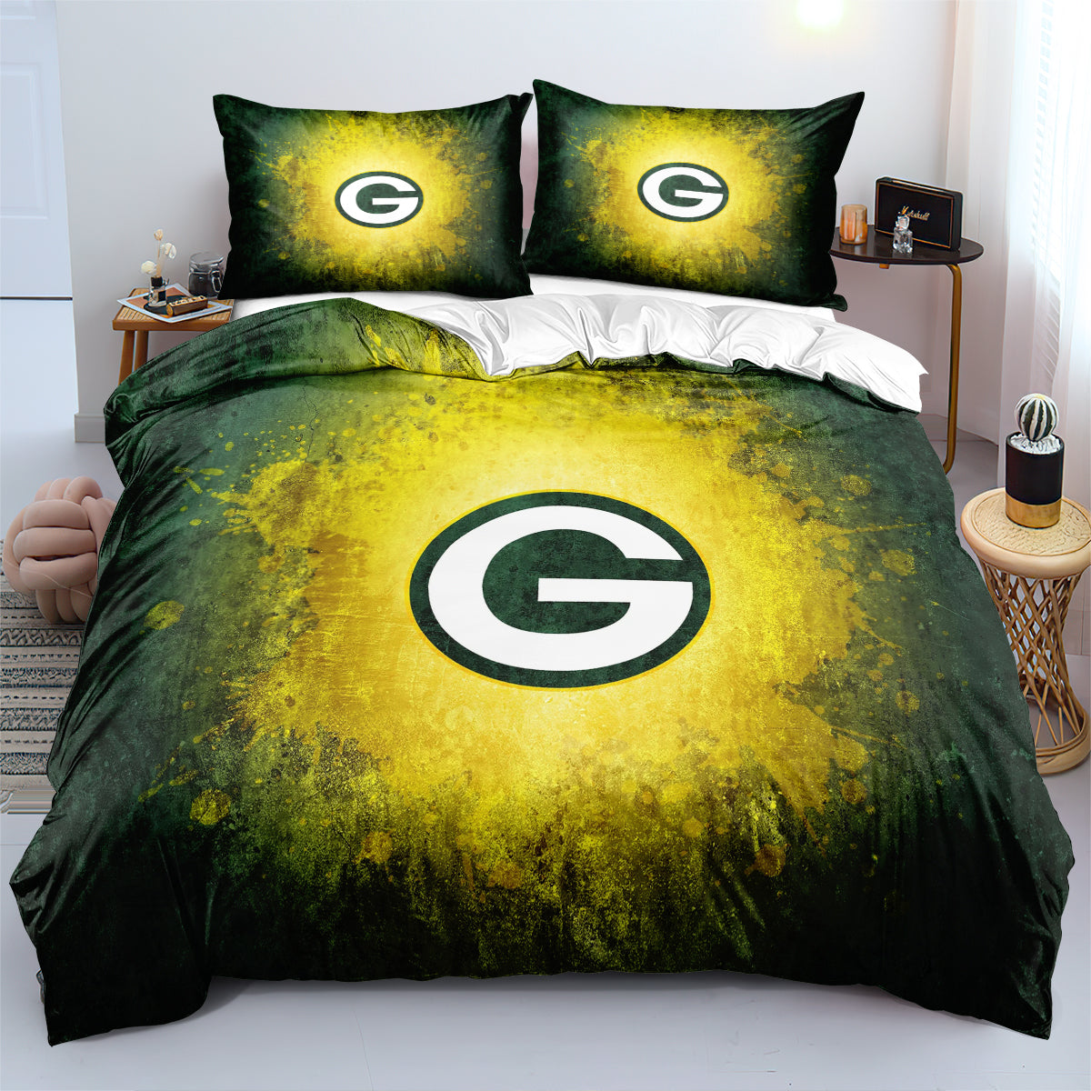 Green Bay Packers Football League Duvet Cover Quilt Cover Pillowcase Bedding Set