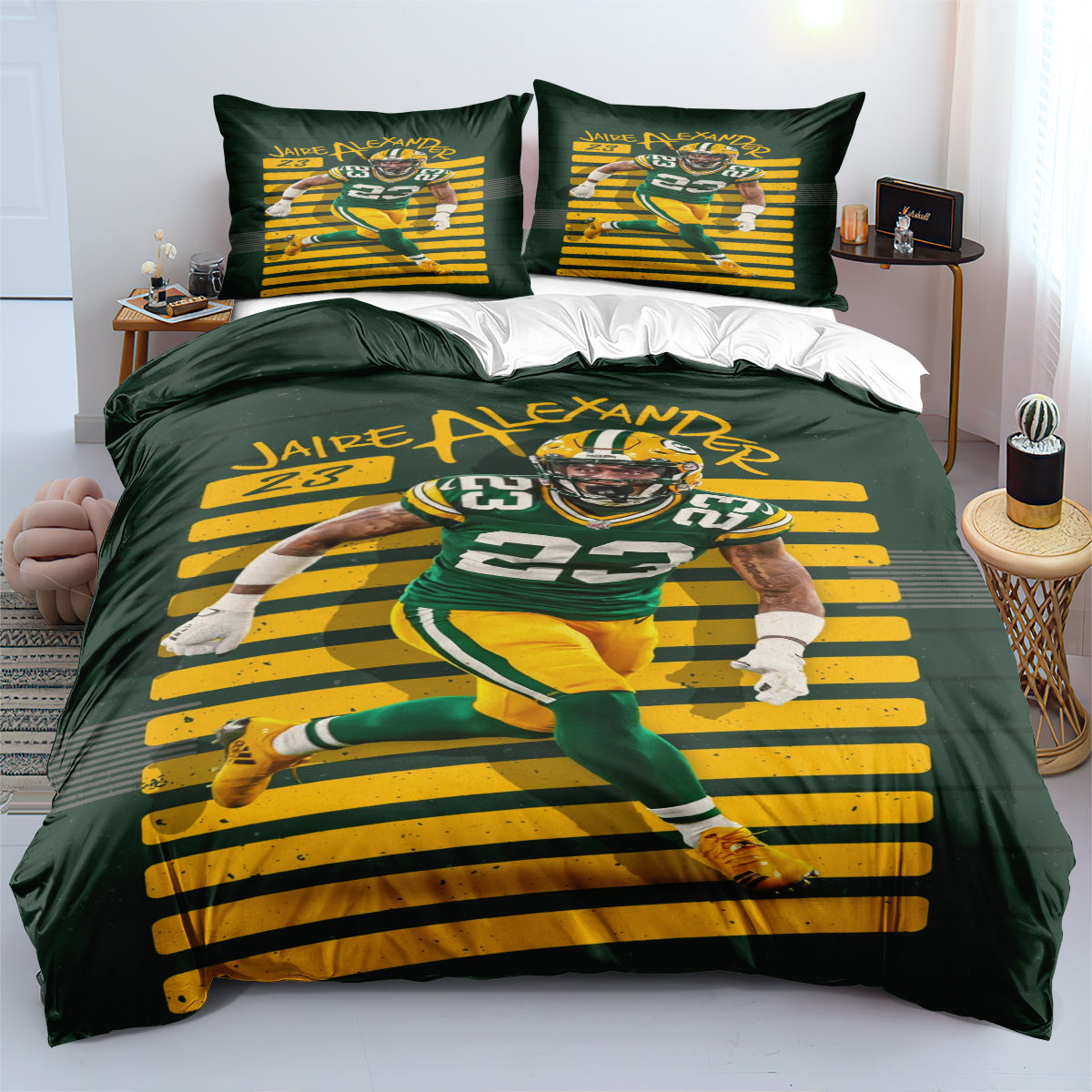 Green Bay Packers Football League Duvet Cover Quilt Cover Pillowcase Bedding Set