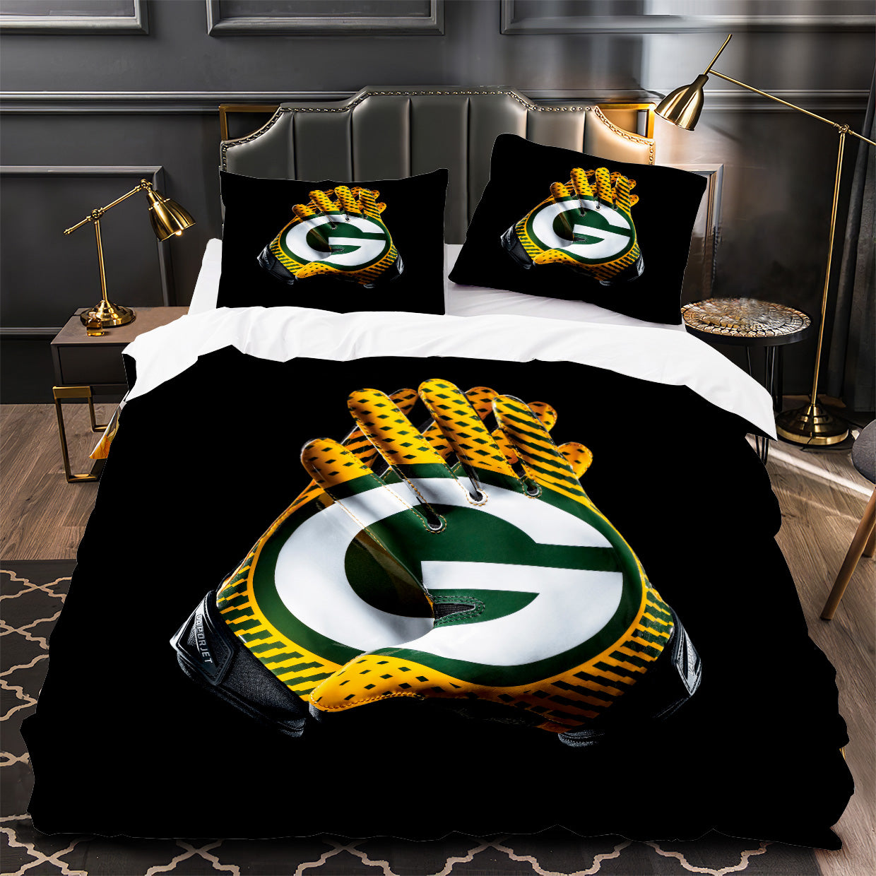 Green Bay Packers Football Duvet Cover Quilt Case Pillowcase Bedding Set Without Filler
