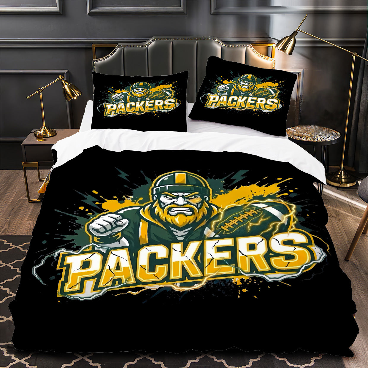 Green Bay Packers Football Duvet Cover Quilt Case Pillowcase Bedding Set Without Filler