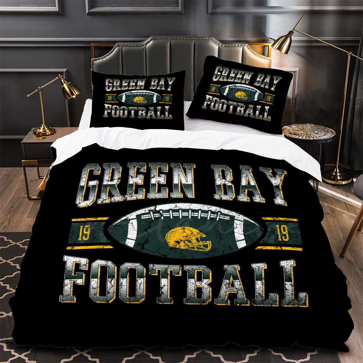 Green Bay Packers Football Duvet Cover Quilt Case Pillowcase Bedding Set Without Filler