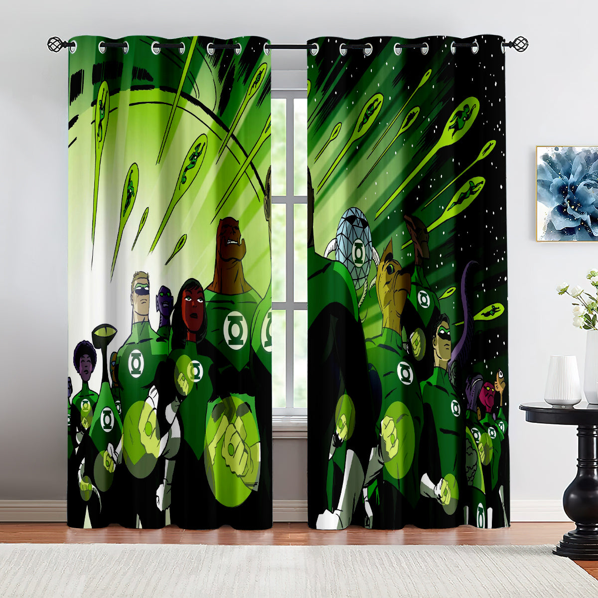 Green Lantern Blackout Curtains Drapes For Window Treatment Set