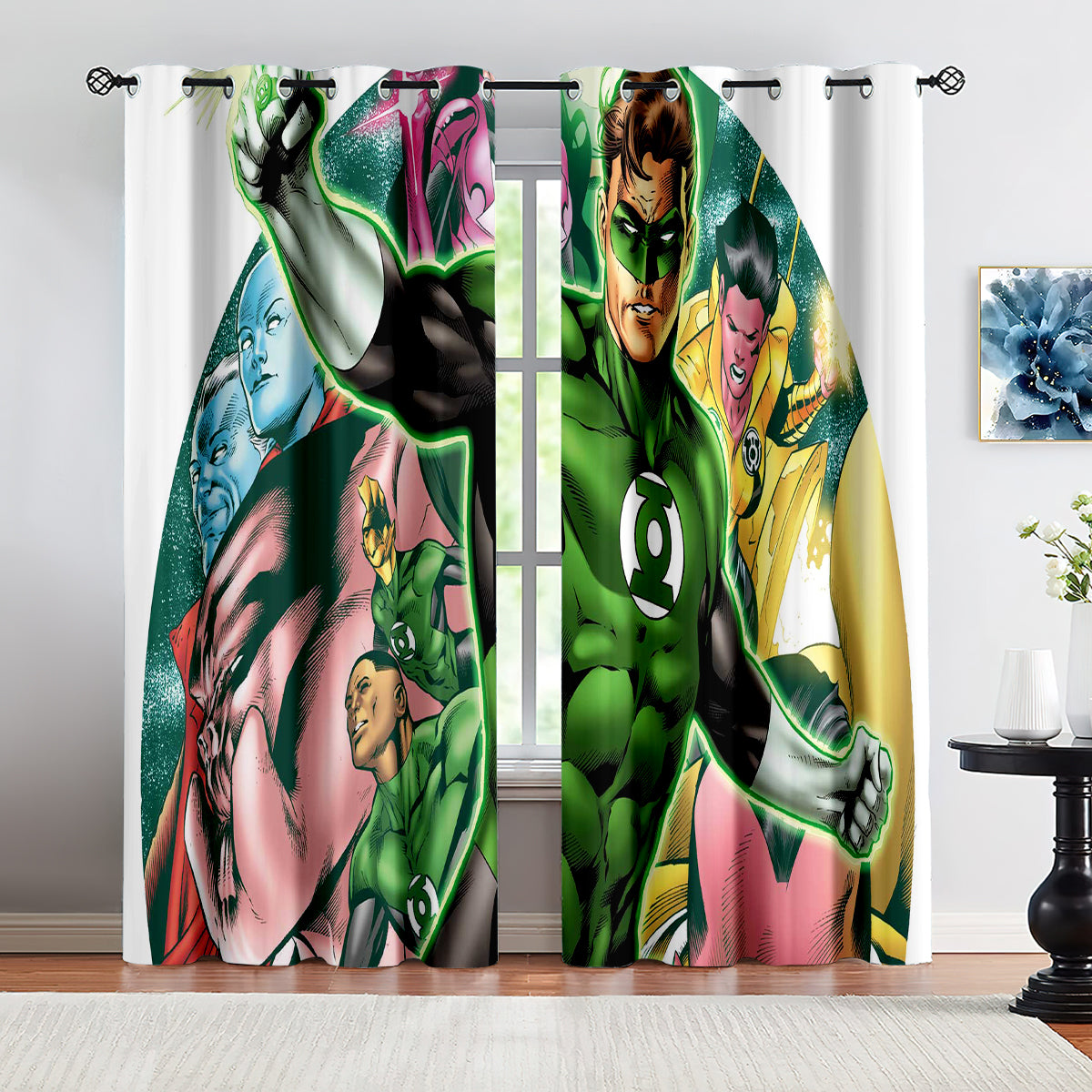 Green Lantern Blackout Curtains Drapes For Window Treatment Set