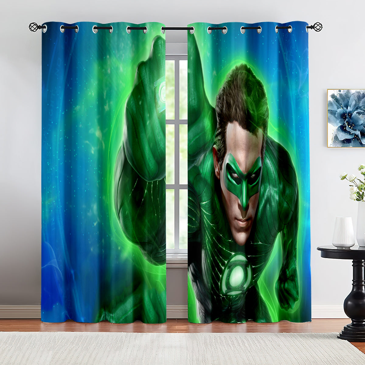 Green Lantern Blackout Curtains Drapes For Window Treatment Set