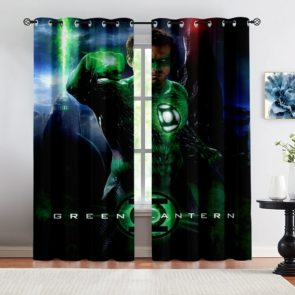 Green Lantern Blackout Curtains Drapes For Window Treatment Set