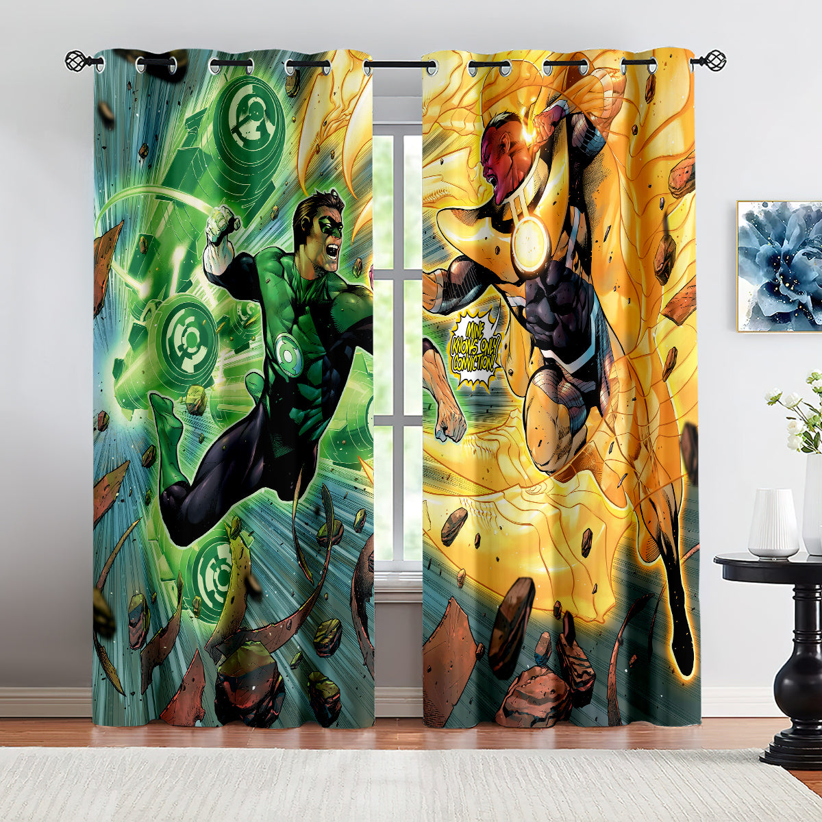 Green Lantern Blackout Curtains Drapes For Window Treatment Set