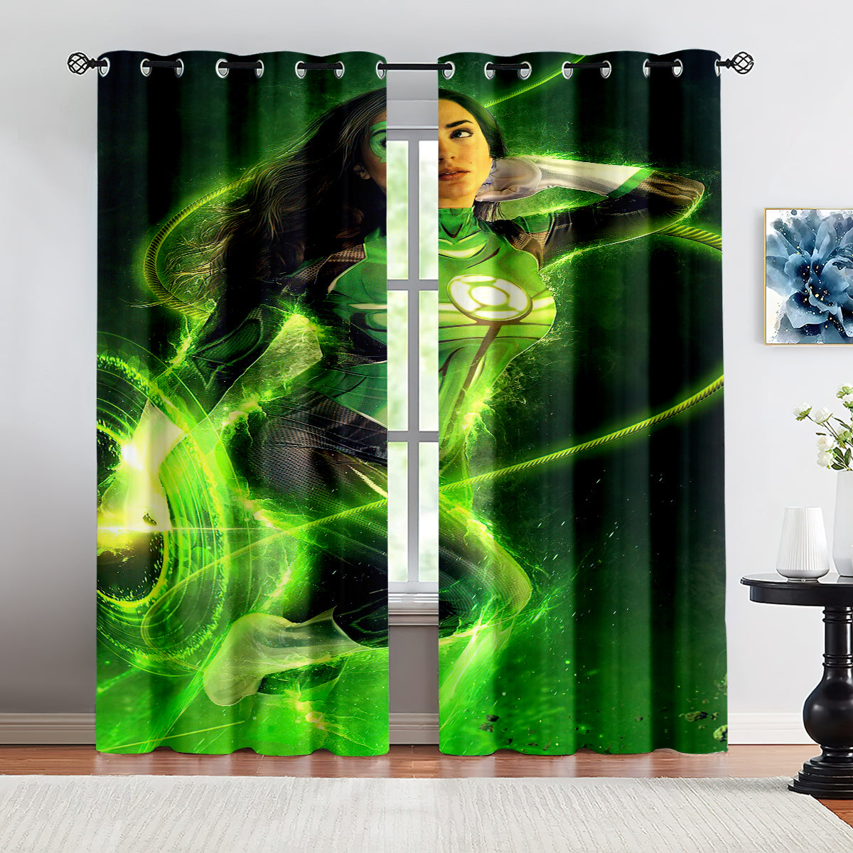 Green Lantern Blackout Curtains Drapes For Window Treatment Set