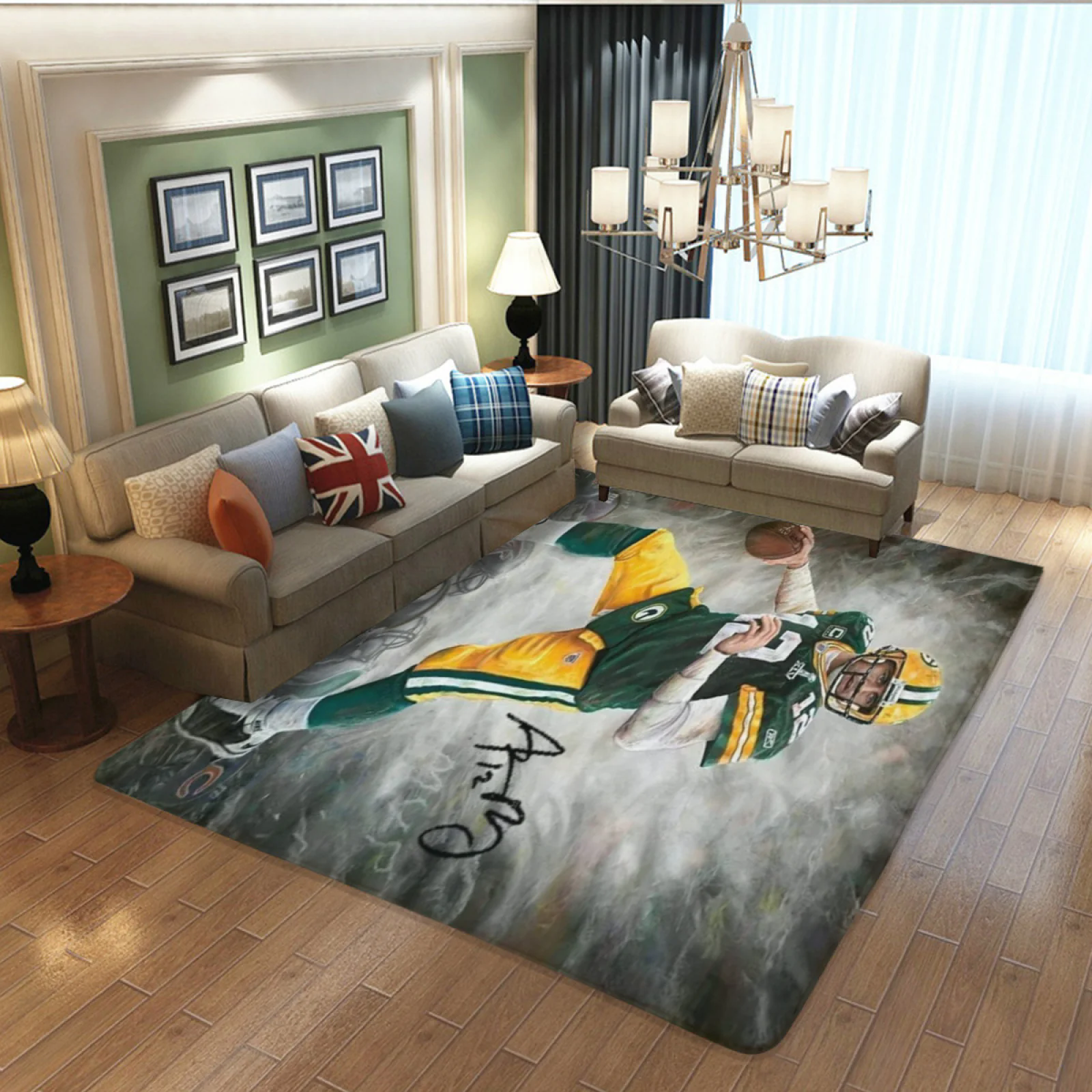 Green Bay Football Team Carpet Living Room Bedroom Mats Kitchen Bathroom Rugs