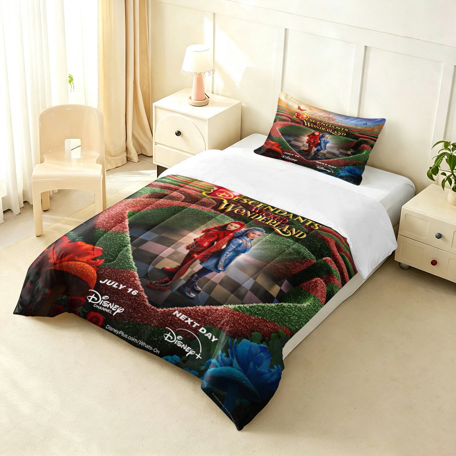 Descendants Wicked Wonderland Comforter Pillowcase Sets Blanket All Season Reversible Quilted Duvet
