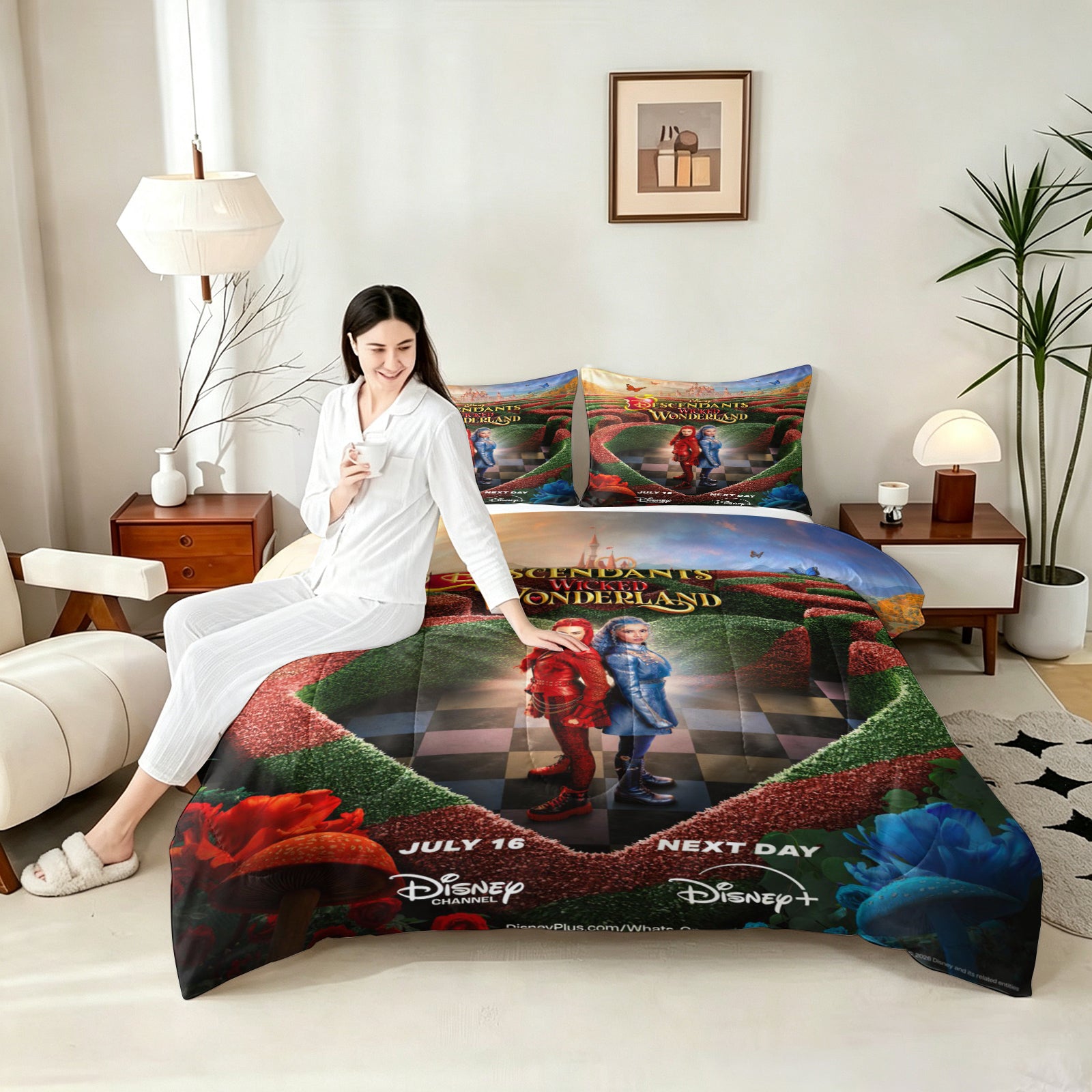 Descendants Wicked Wonderland Comforter Pillowcase Sets Blanket All Season Reversible Quilted Duvet