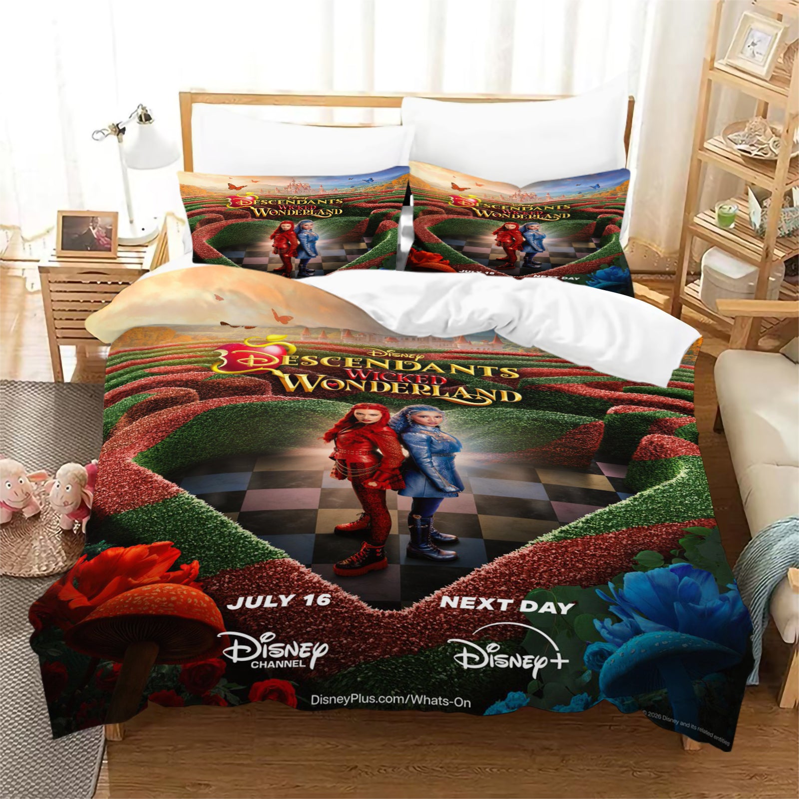 Descendants Wicked Wonderland Duvet Cover Quilt Case Pillowcase Bedding Set Without Filler
