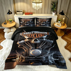 Harley Davidson Motorcycle Comforter Pillowcase Sets Blanket All Season Reversible Quilted Duvet