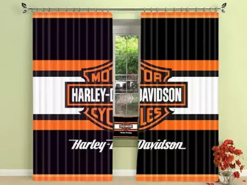 Harley Motor Blackout Curtains Drapes For Window Treatment Set