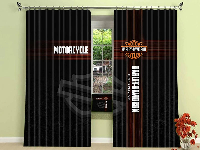 Harley Motor Blackout Curtains Drapes For Window Treatment Set