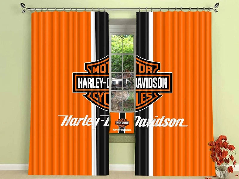 Harley Motor Blackout Curtains Drapes For Window Treatment Set