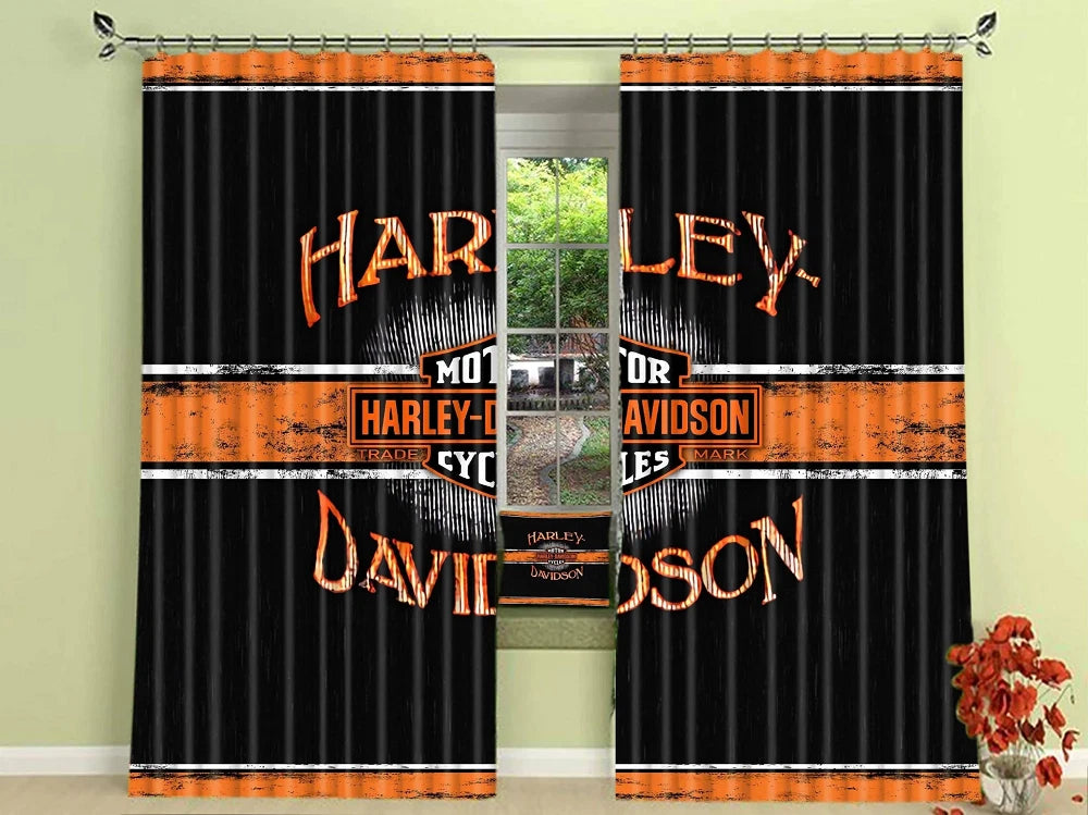 Harley Motor Blackout Curtains Drapes For Window Treatment Set