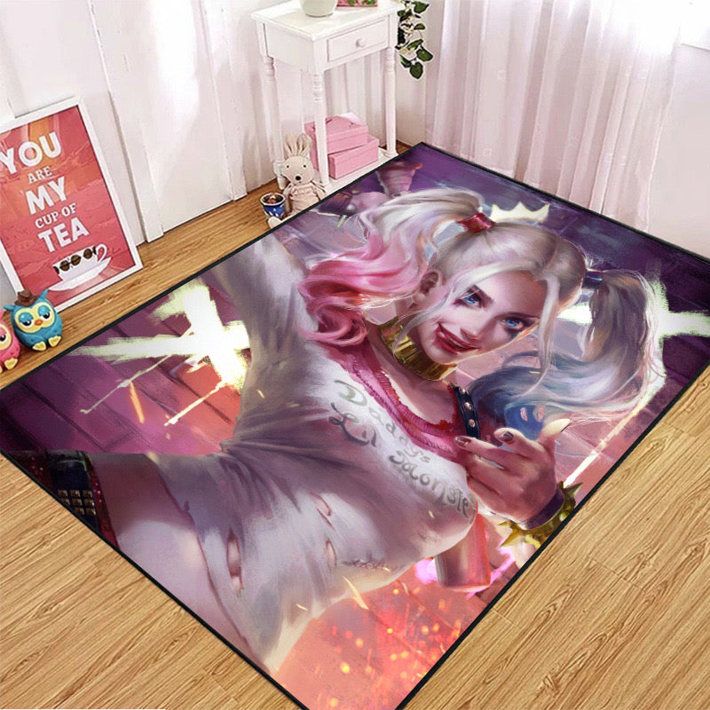 Harley Quinn Cosplay Carpet Living Room Bedroom Sofa Rug Door Mat