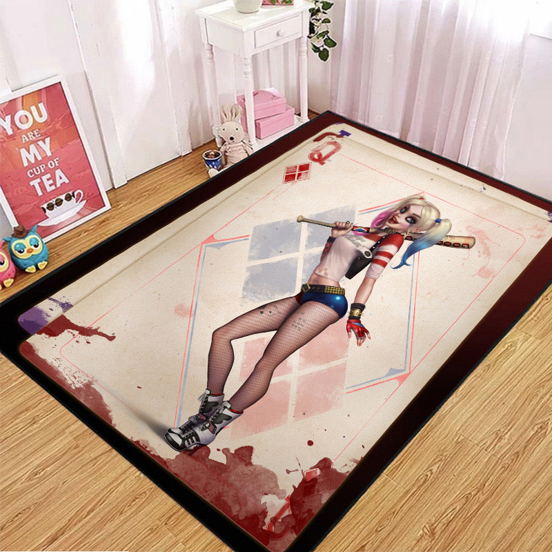 Harley Quinn Cosplay Carpet Living Room Bedroom Sofa Rug Door Mat