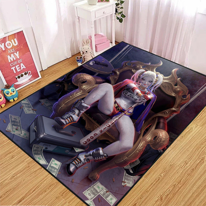 Harley Quinn Cosplay Carpet Living Room Bedroom Sofa Rug Door Mat