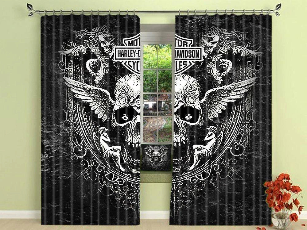 Harley Motor Blackout Curtains Drapes For Window Treatment Set