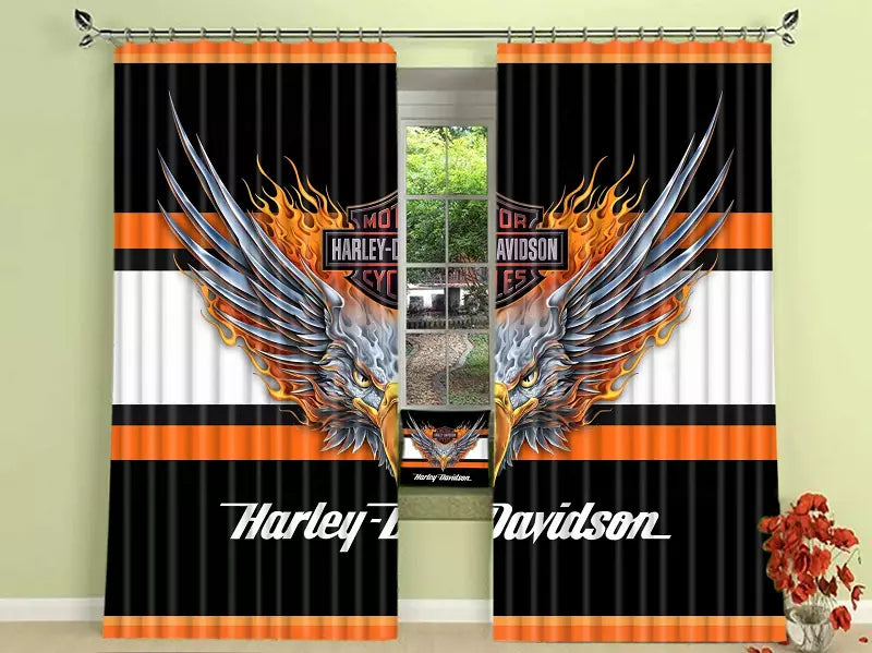Harley Motor Blackout Curtains Drapes For Window Treatment Set