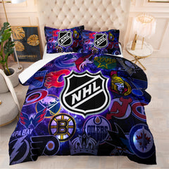 Hockey League Comforter Pillowcase Sets Blanket All Season Reversible Quilted Duvet