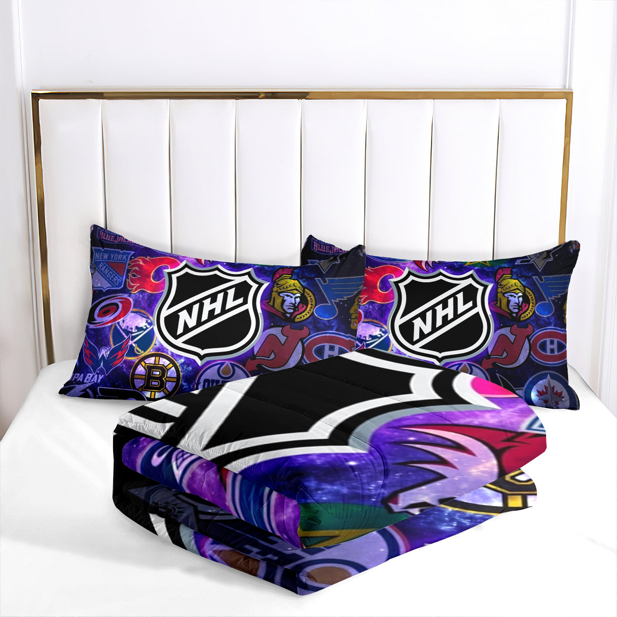 Hockey League Comforter Pillowcase Sets Blanket All Season Reversible Quilted Duvet