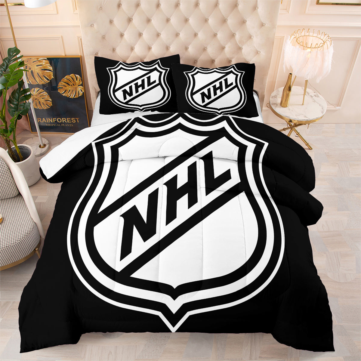 Hockey League Comforter Pillowcase Sets Blanket All Season Reversible Quilted Duvet