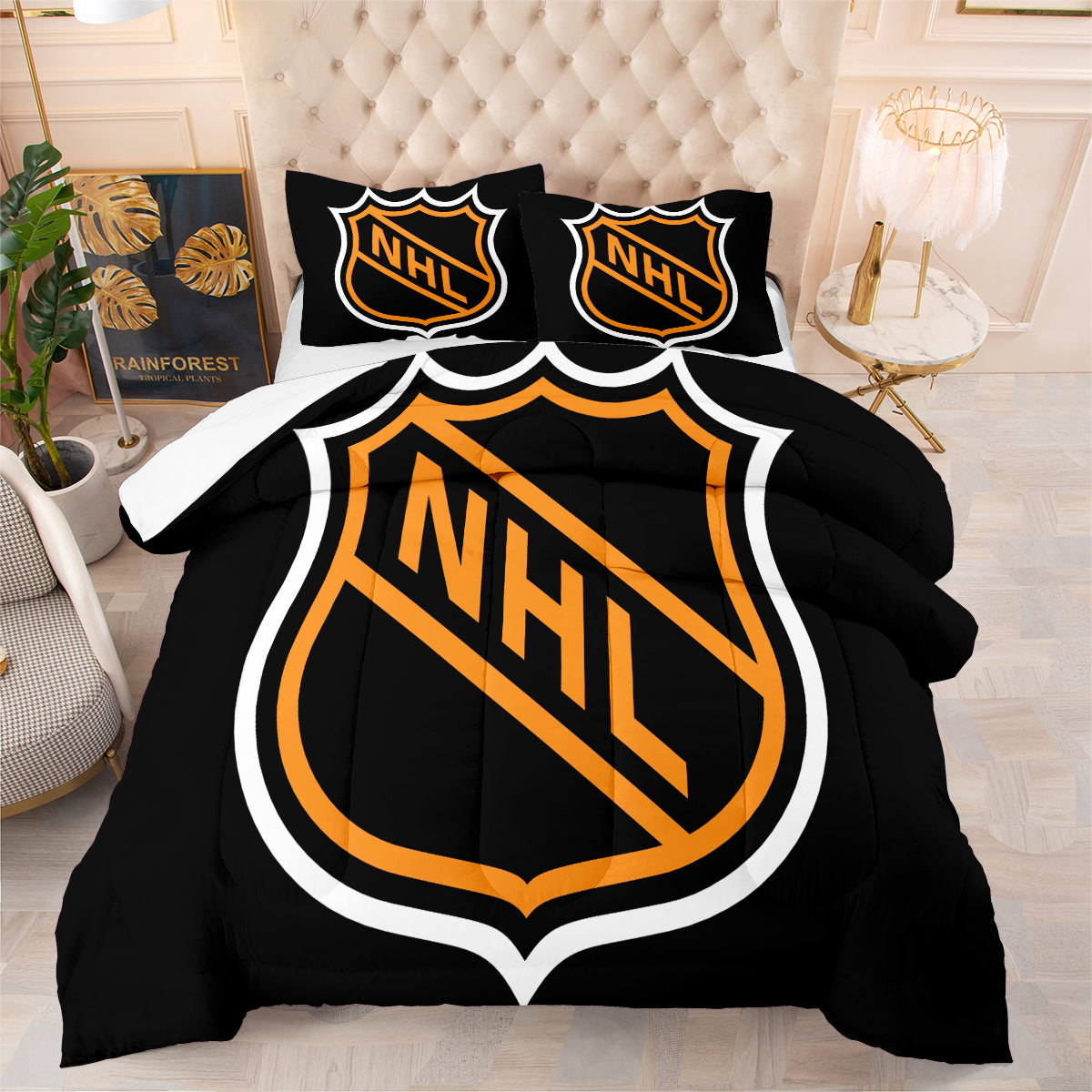 Hockey League Comforter Pillowcase Sets Blanket All Season Reversible Quilted Duvet