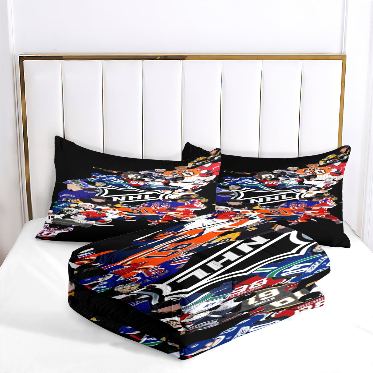 Hockey League Comforter Pillowcase Sets Blanket All Season Reversible Quilted Duvet