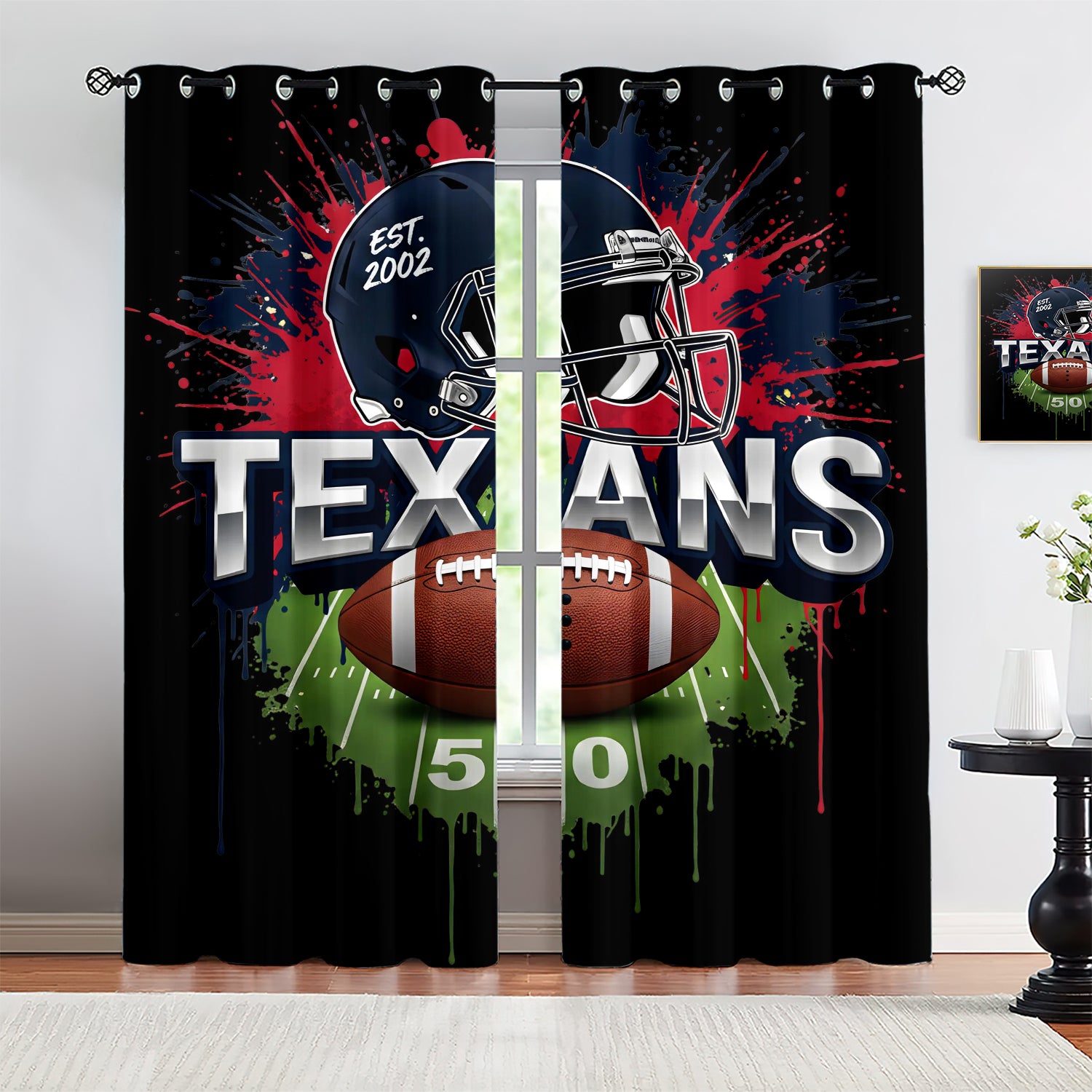 Houston Texans Blackout Curtains Drapes For Window Treatment Set