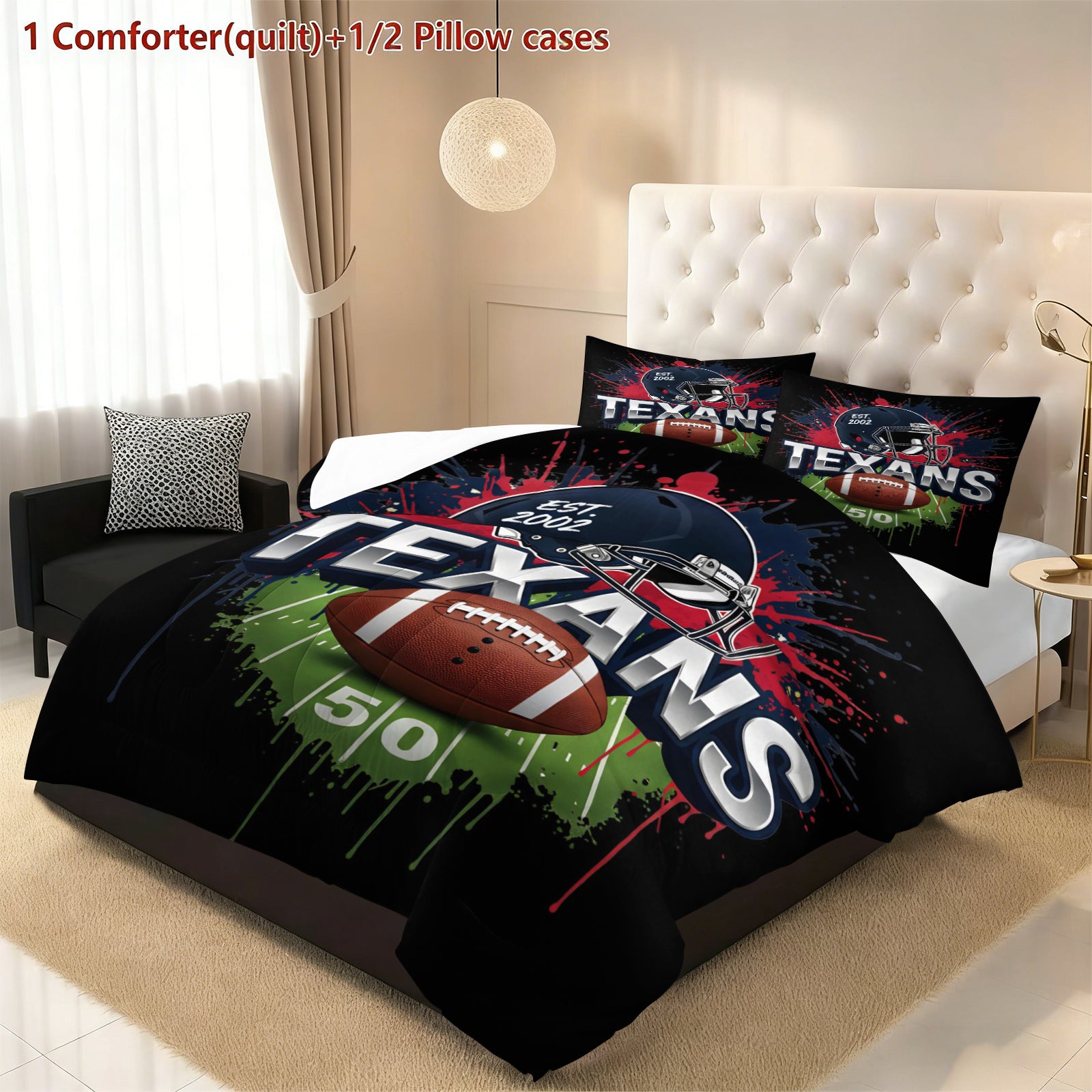 Houston Texans Comforter Pillowcase Sets Blanket All Season Reversible Quilted Duvet