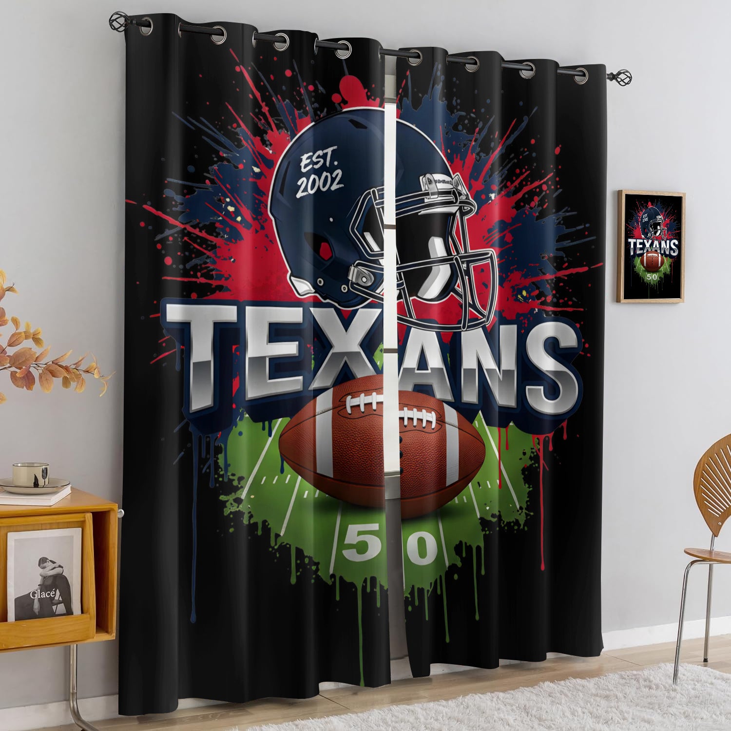Houston Texans Blackout Curtains Drapes For Window Treatment Set