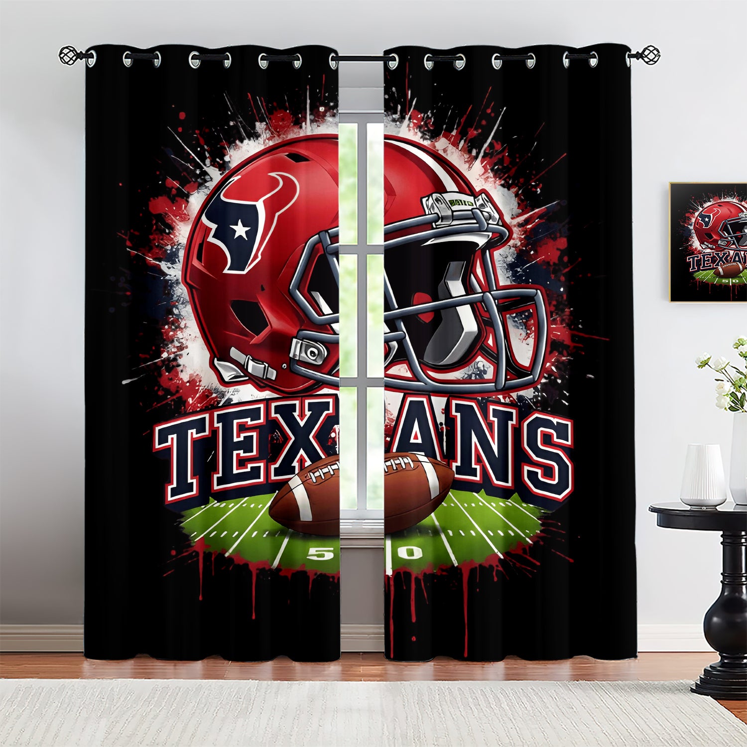 Houston Texans Blackout Curtains Drapes For Window Treatment Set