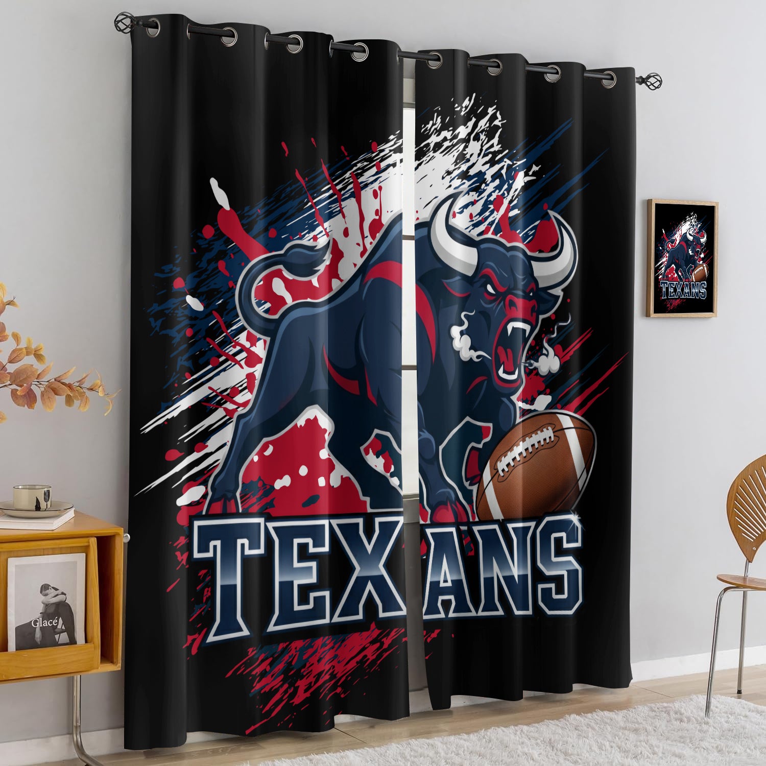 Houston Texans Blackout Curtains Drapes For Window Treatment Set