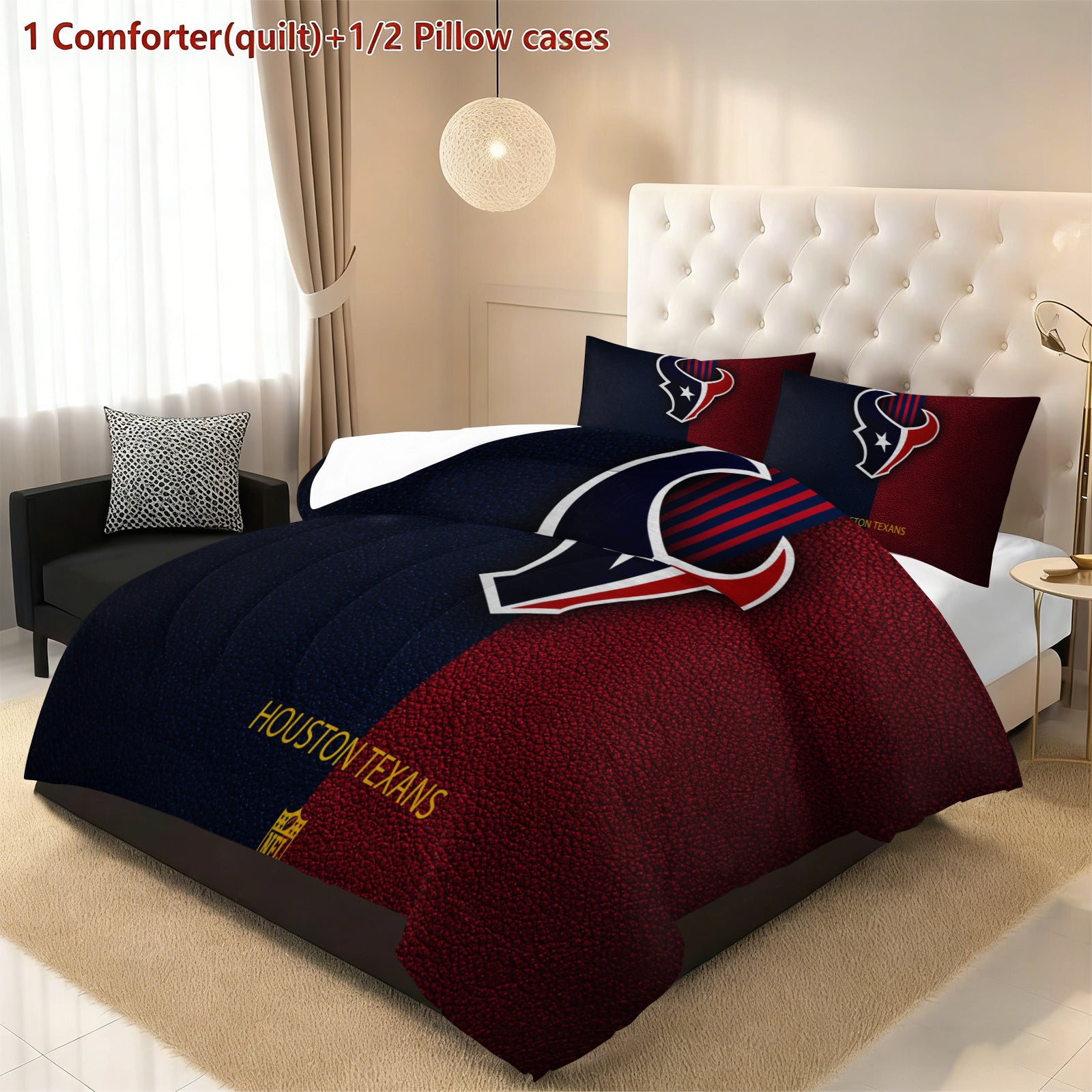 Houston Texans Comforter Pillowcase Sets Blanket All Season Reversible Quilted Duvet