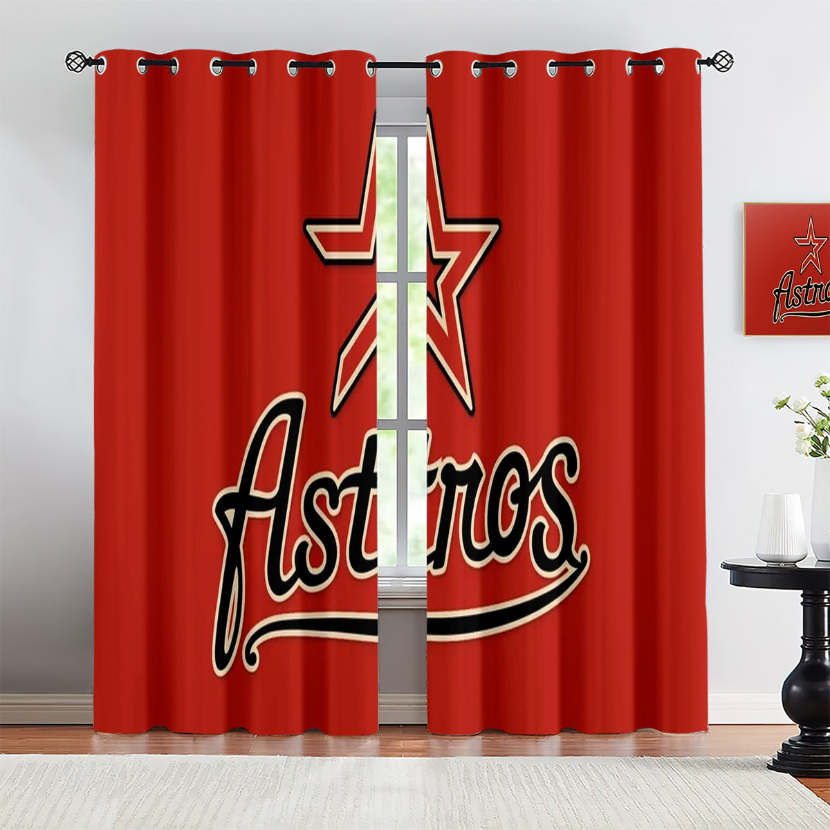 Houston Astros Blackout Curtains Drapes For Window Treatment Set