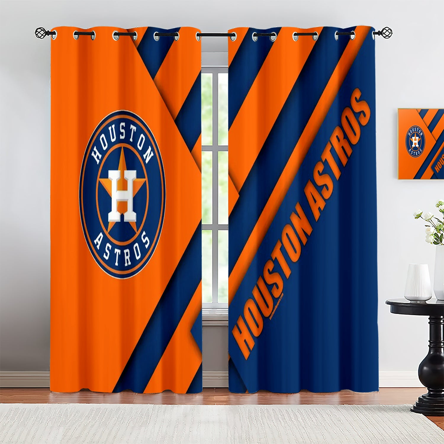Houston Astros Blackout Curtains Drapes For Window Treatment Set