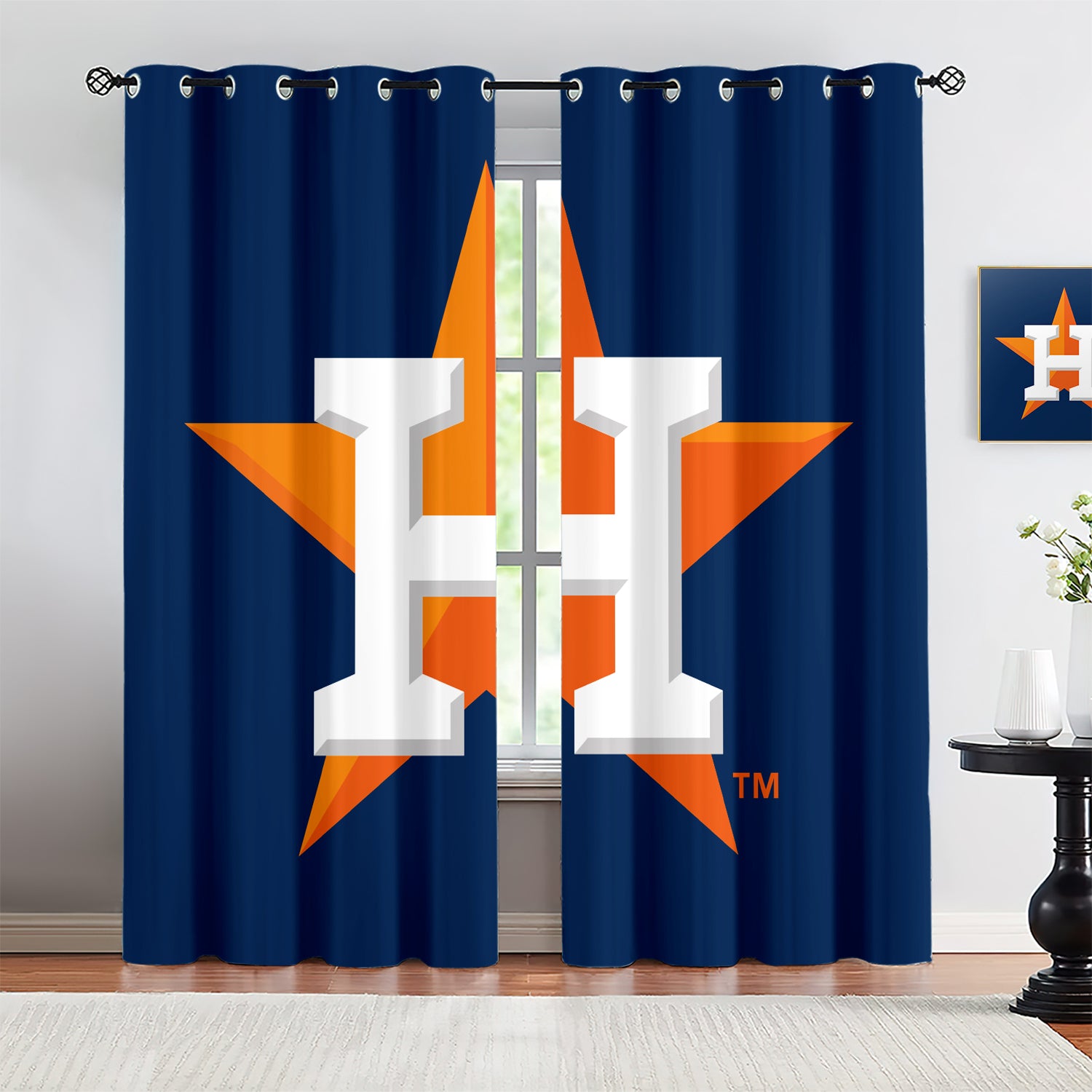 Houston Astros Blackout Curtains Drapes For Window Treatment Set