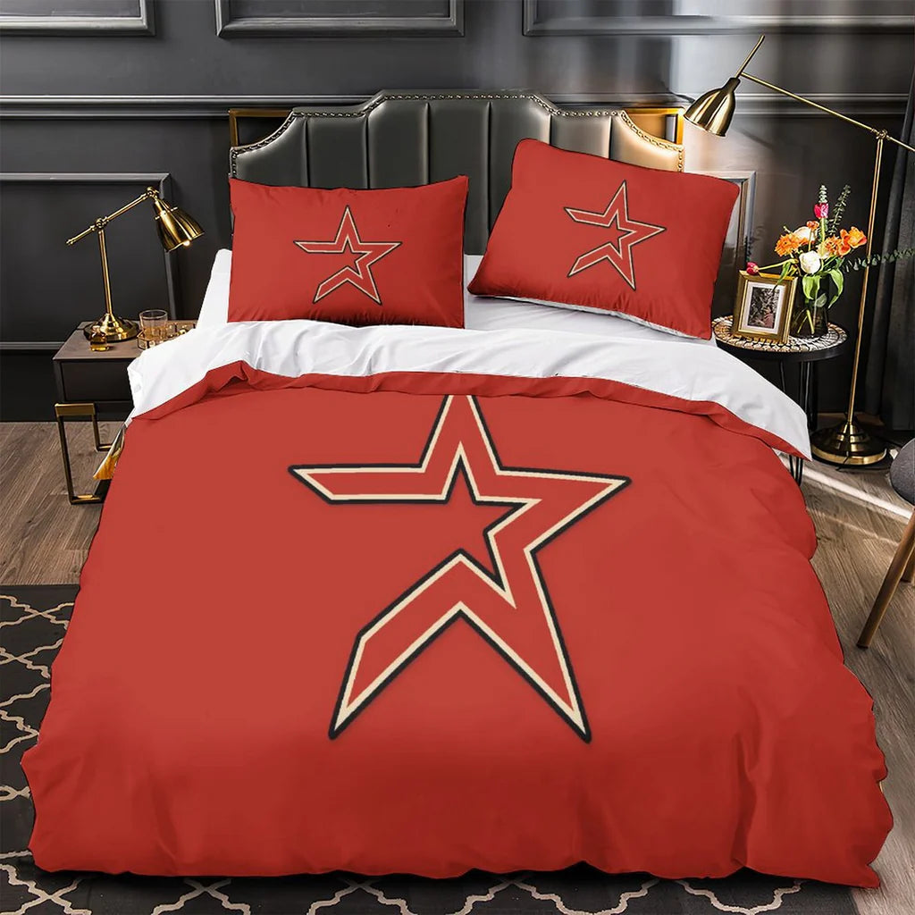Houston Astros Duvet Cover Quilt Case Pillowcase Bedding Set Without Filler