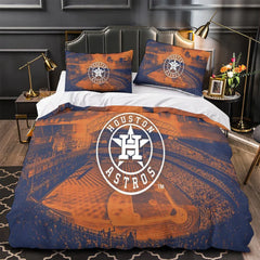 Houston Astros Duvet Cover Quilt Case Pillowcase Bedding Set Without Filler