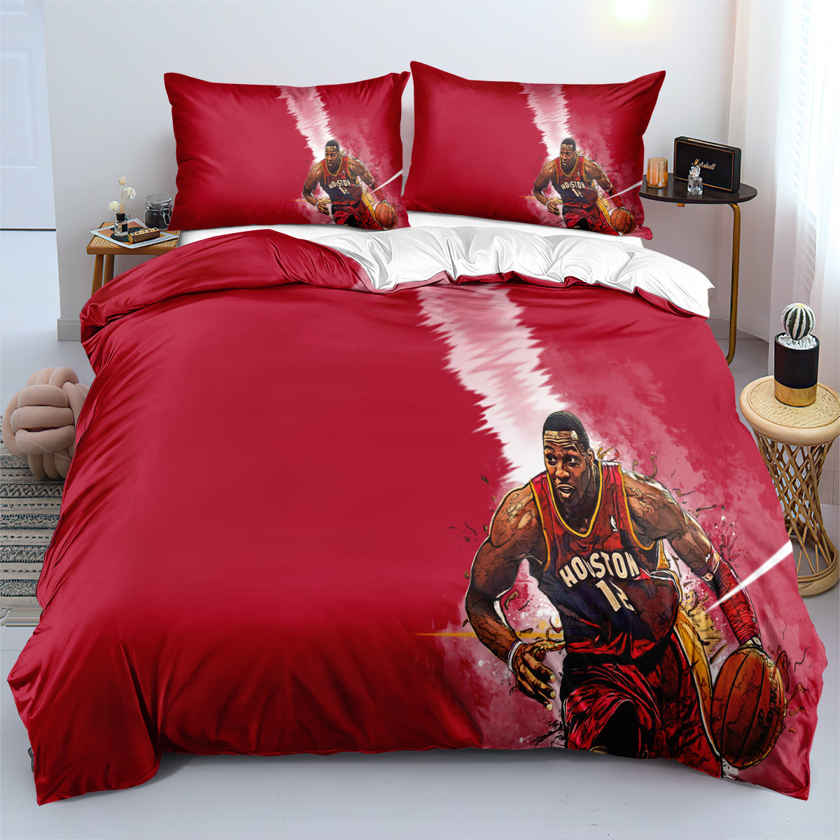 Houston Basketball Rockets Bedding Set Quilt Cover Without Filler