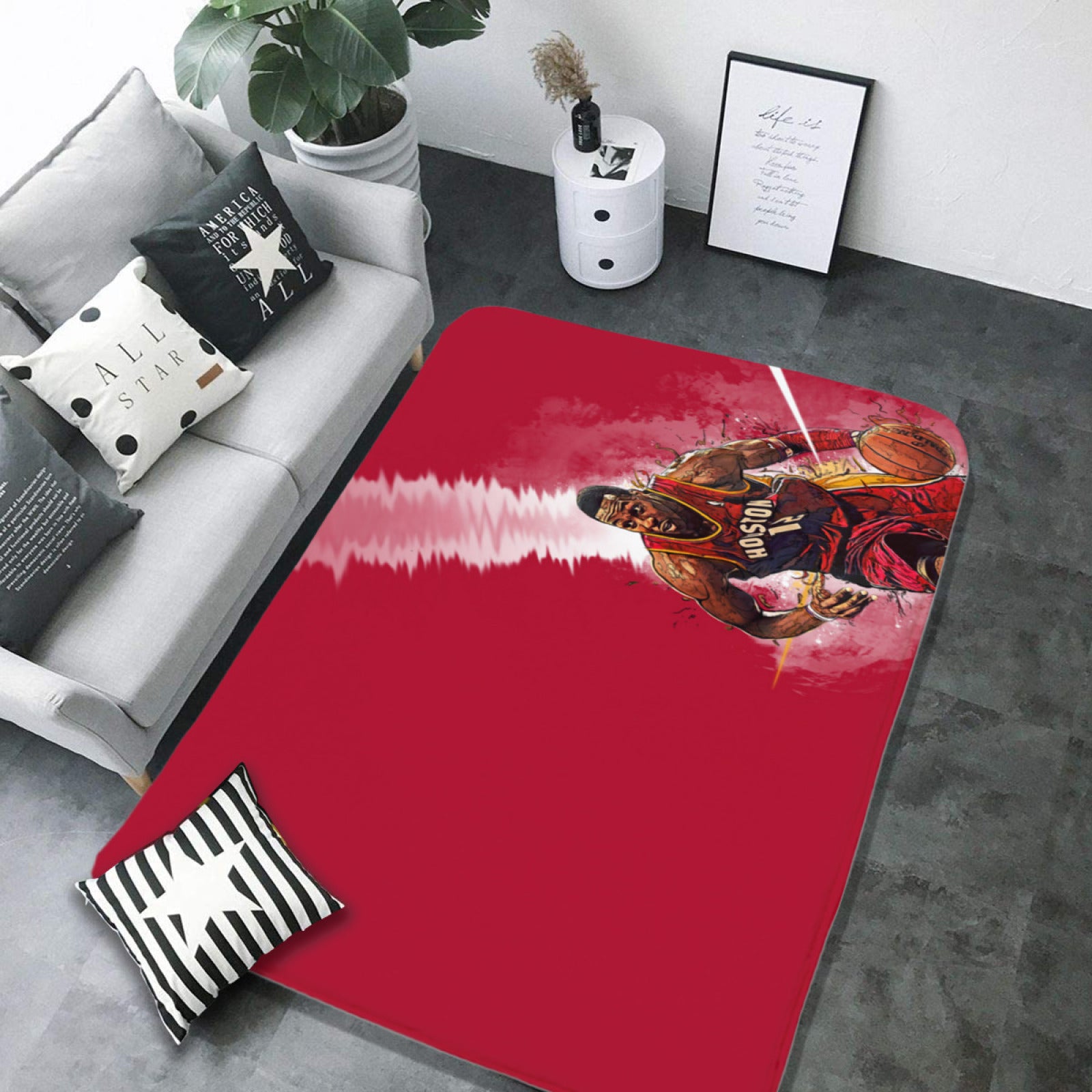 Houston Basketball Rockets Carpet Living Room Bedroom Mats Kitchen Bathroom Rugs