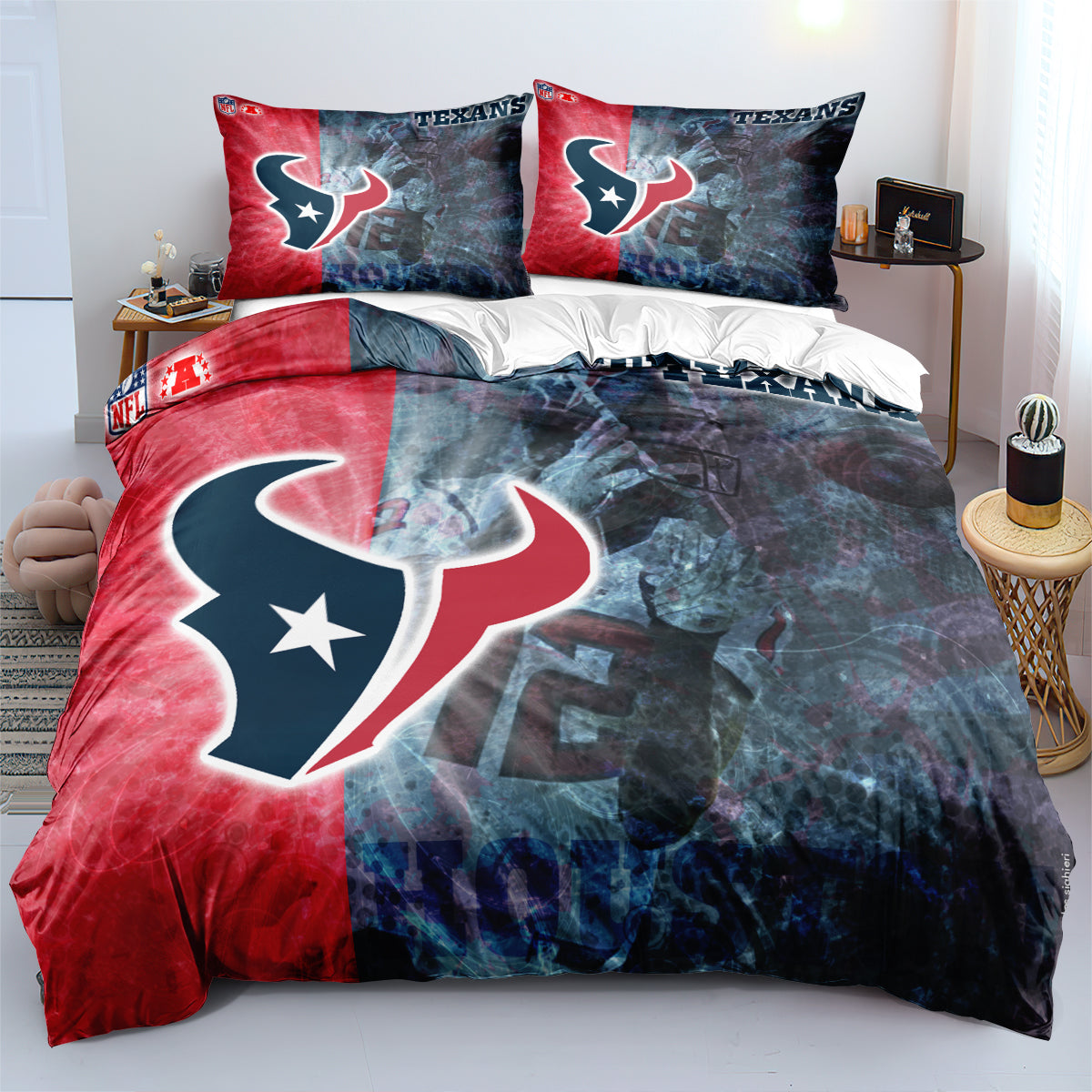 Houston Texans Football  Duvet Cover Quilt Cover Pillowcase Bedding Set Bedroom Decor