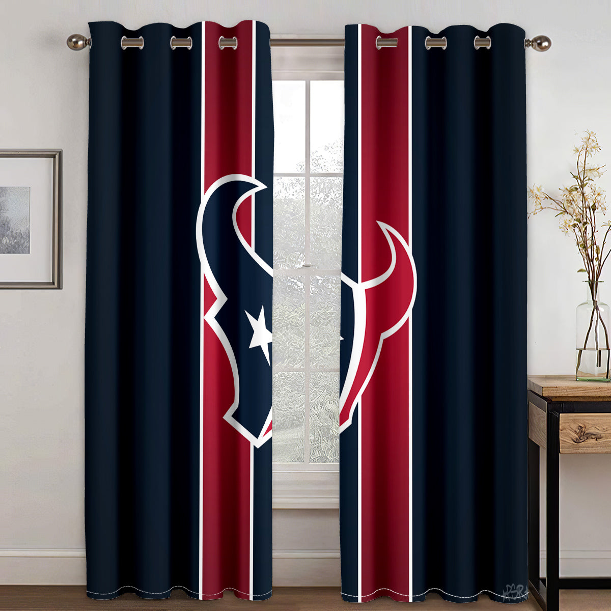 Houston Texans Football Team Blackout Curtain for Living Room Bedroom Window Treatment