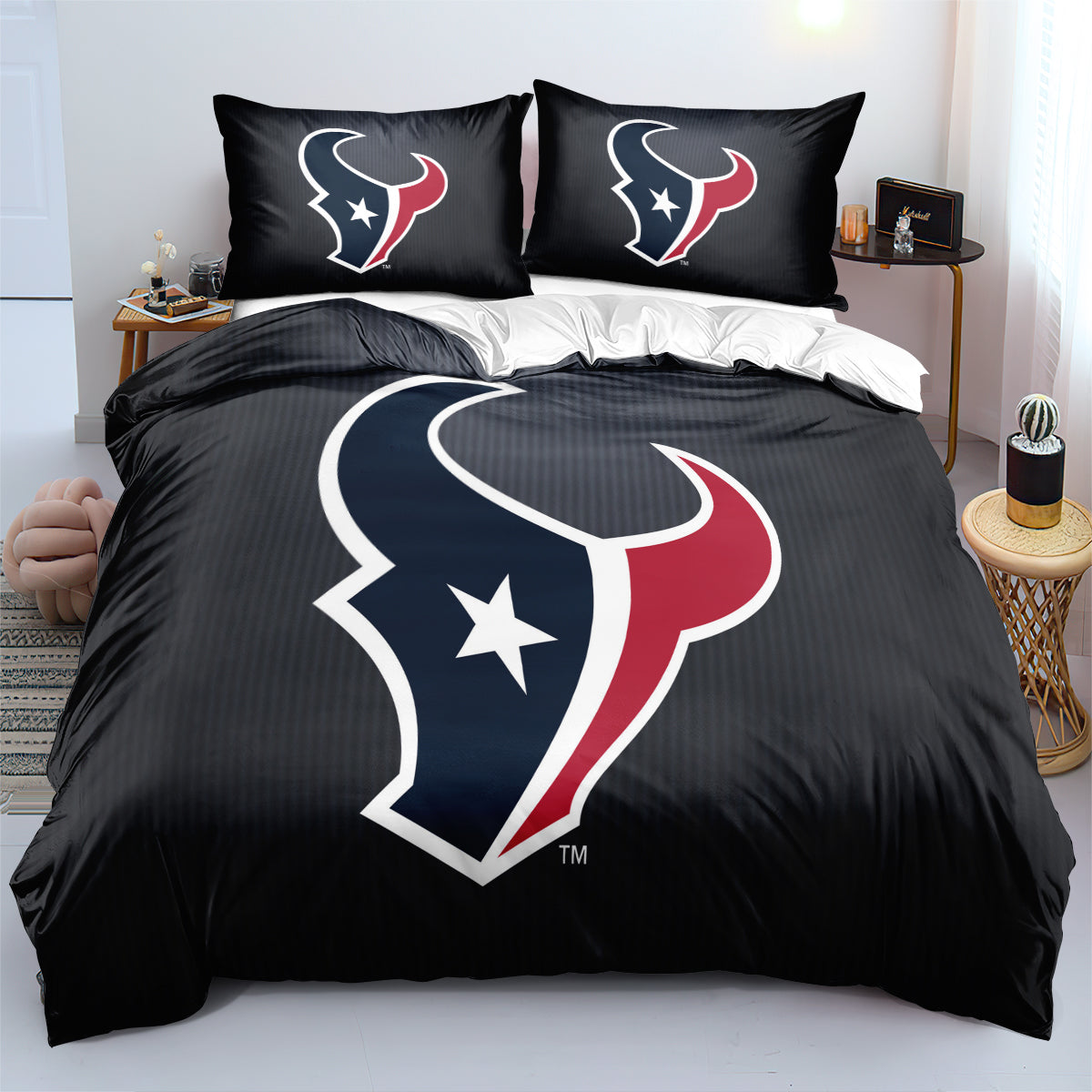 Houston Texans Football League Duvet Cover Quilt Cover Pillowcase Bedding Set Bedroom Decor