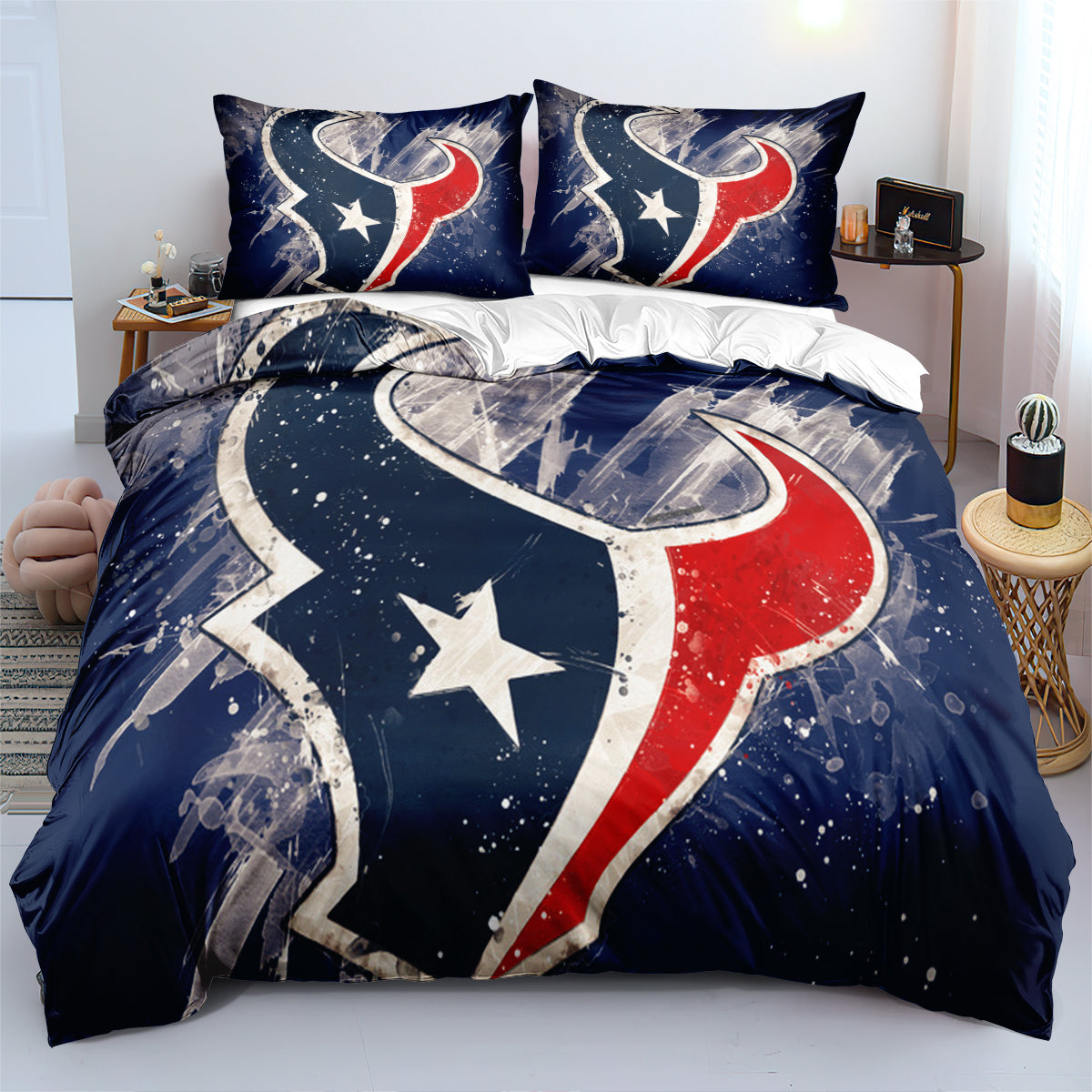 Houston Texans Football League Duvet Cover Quilt Cover Pillowcase Bedding Set Bedroom Decor