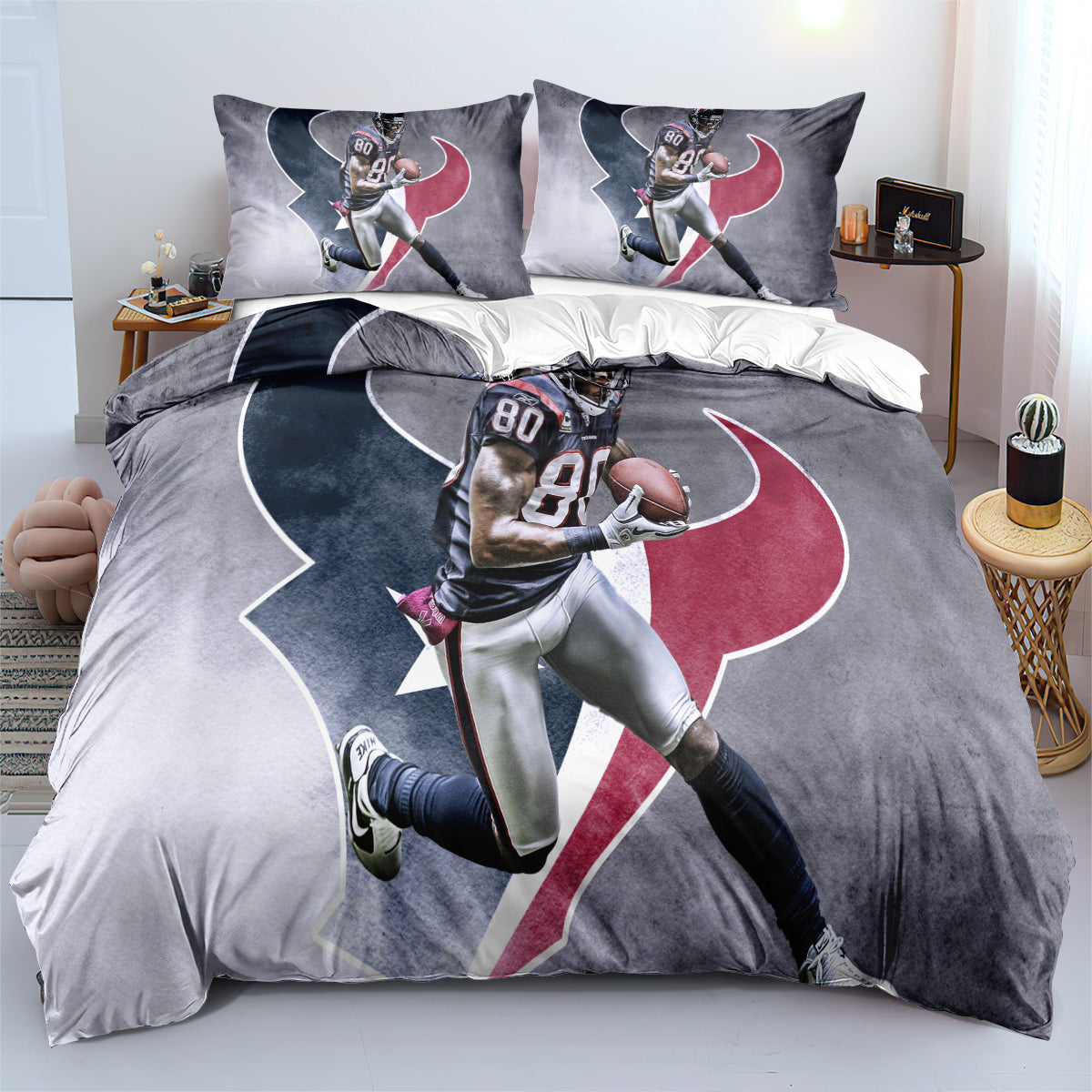 Houston Texans Football League Duvet Cover Quilt Cover Pillowcase Bedding Set Bedroom Decor