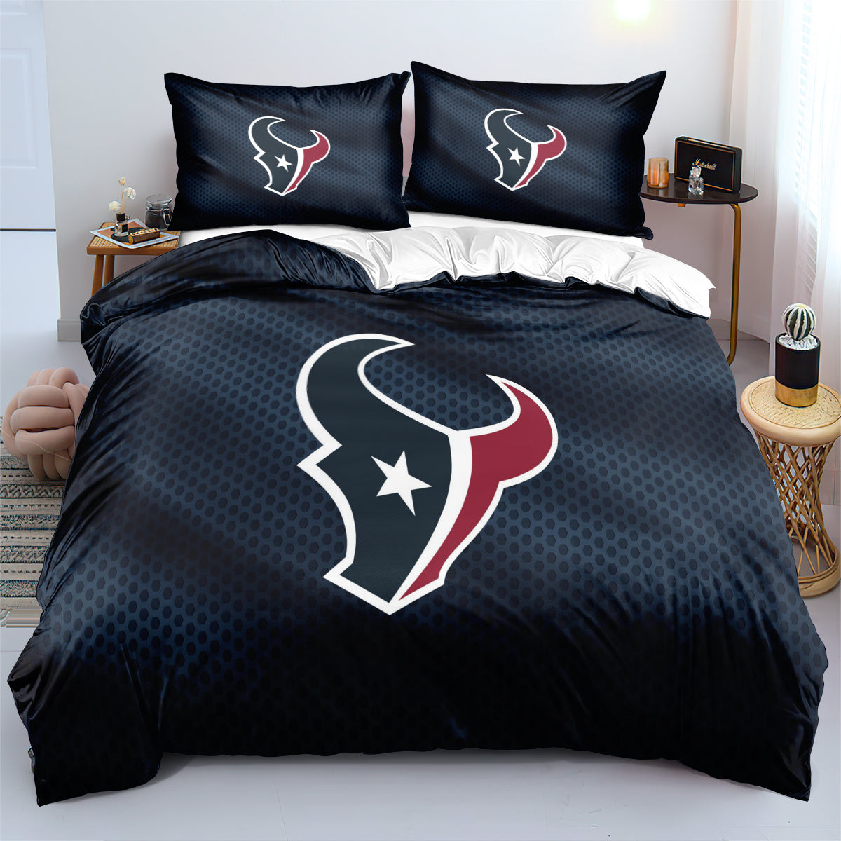 Houston Texans Football League Duvet Cover Quilt Cover Pillowcase Bedding Set Bedroom Decor