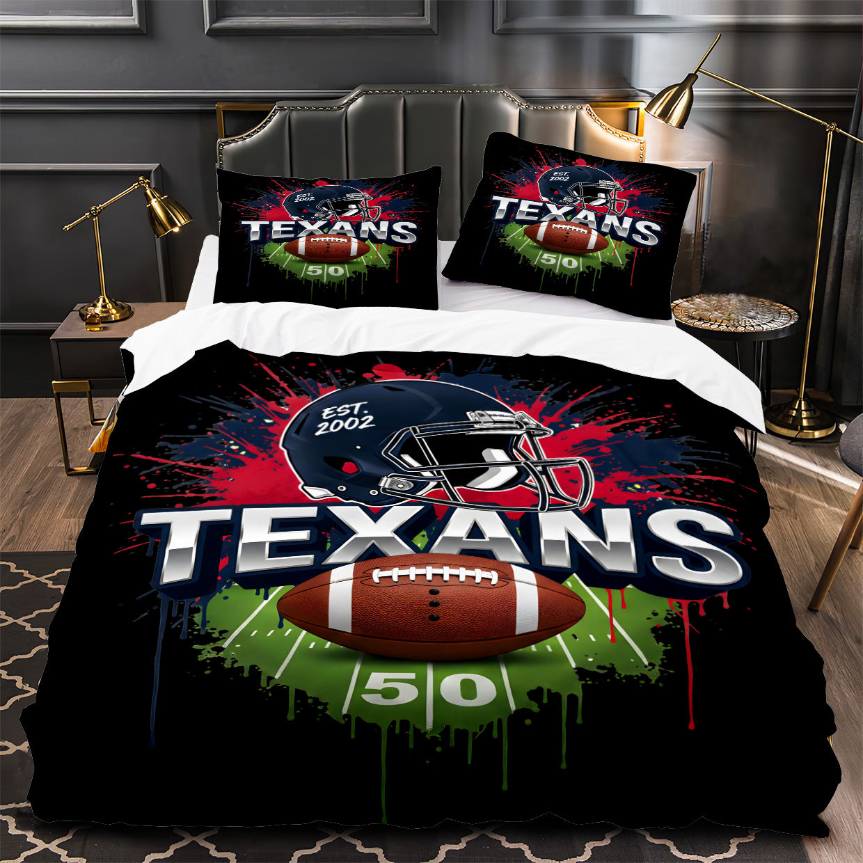 Houston Texans Football Duvet Cover Quilt Case Pillowcase Bedding Set Without Filler